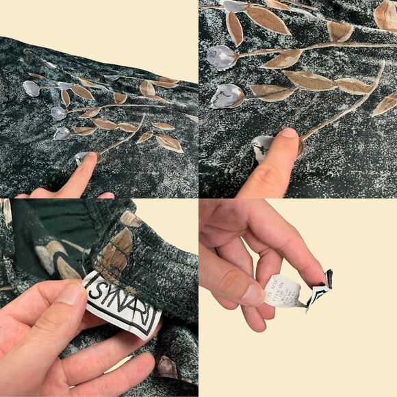 Vintage 70s 2-piece skirt & blouse set, Synari size 12/M floral green maxi skirt - Picture 2 of 10